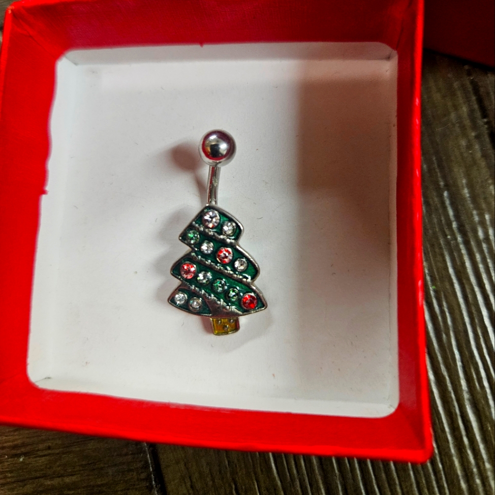 Christmas Bellybutton Rings Set Of Four